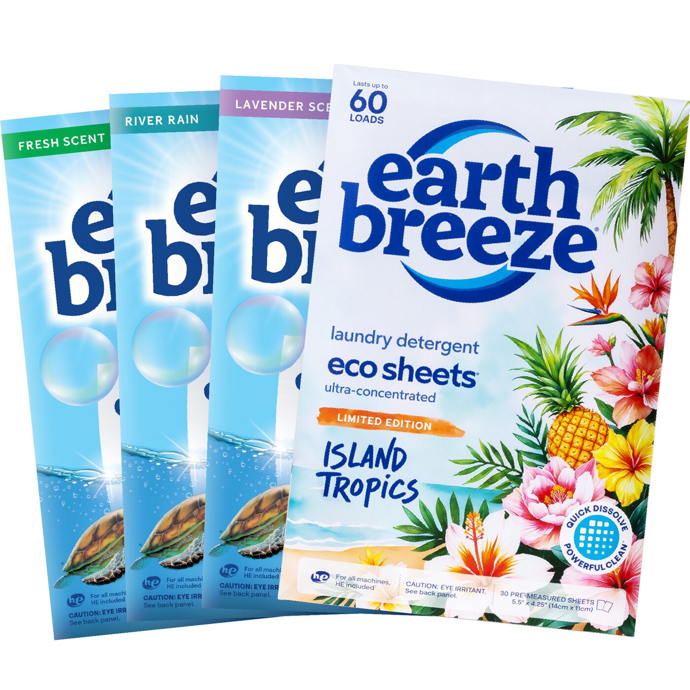 Box of plastic-free laundry detergent sheets