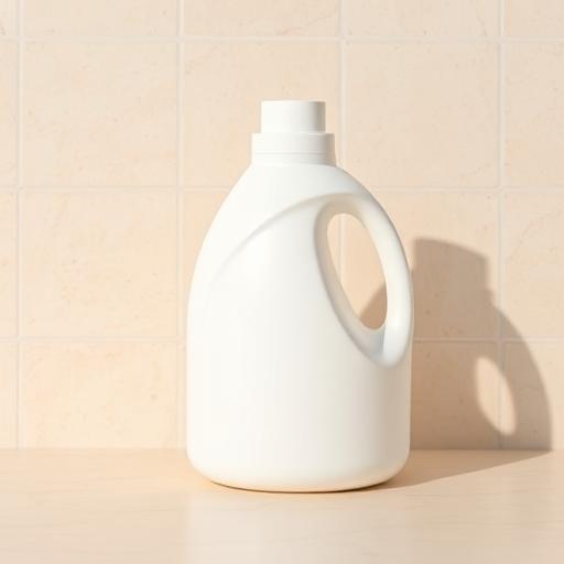 Plastic jug of liquid laundry detergent